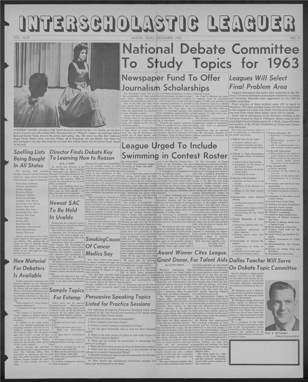 National Debate Committee to Study Topics for 1963