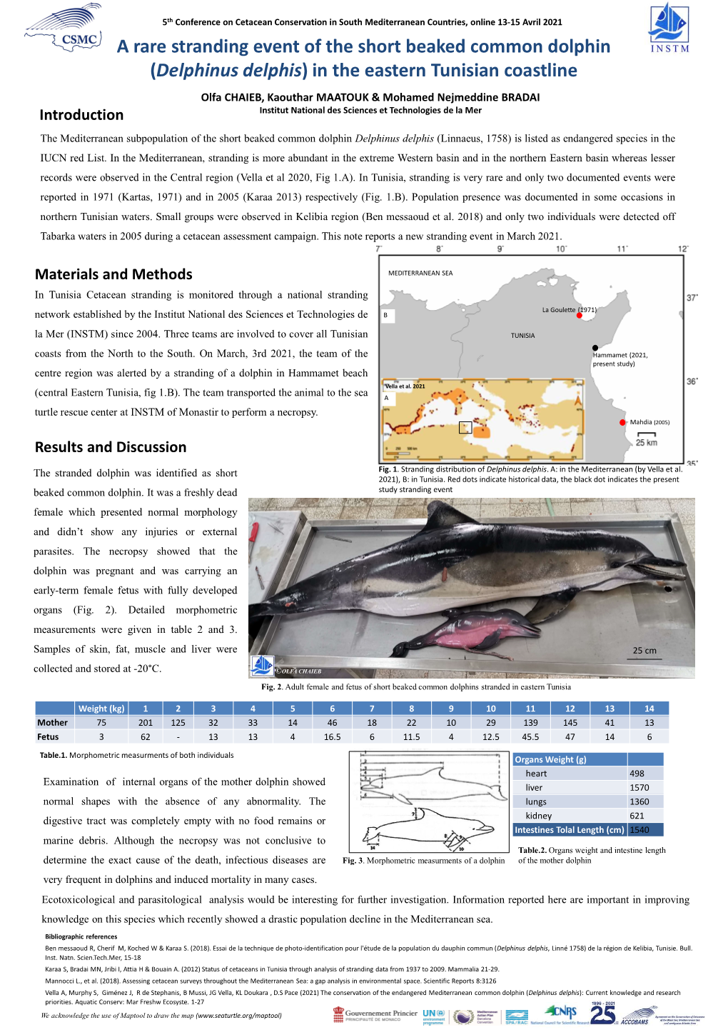 A Rare Stranding Event of the Short Beaked Common Dolphin (Delphinus Delphis) in the Eastern Tunisian Coastline