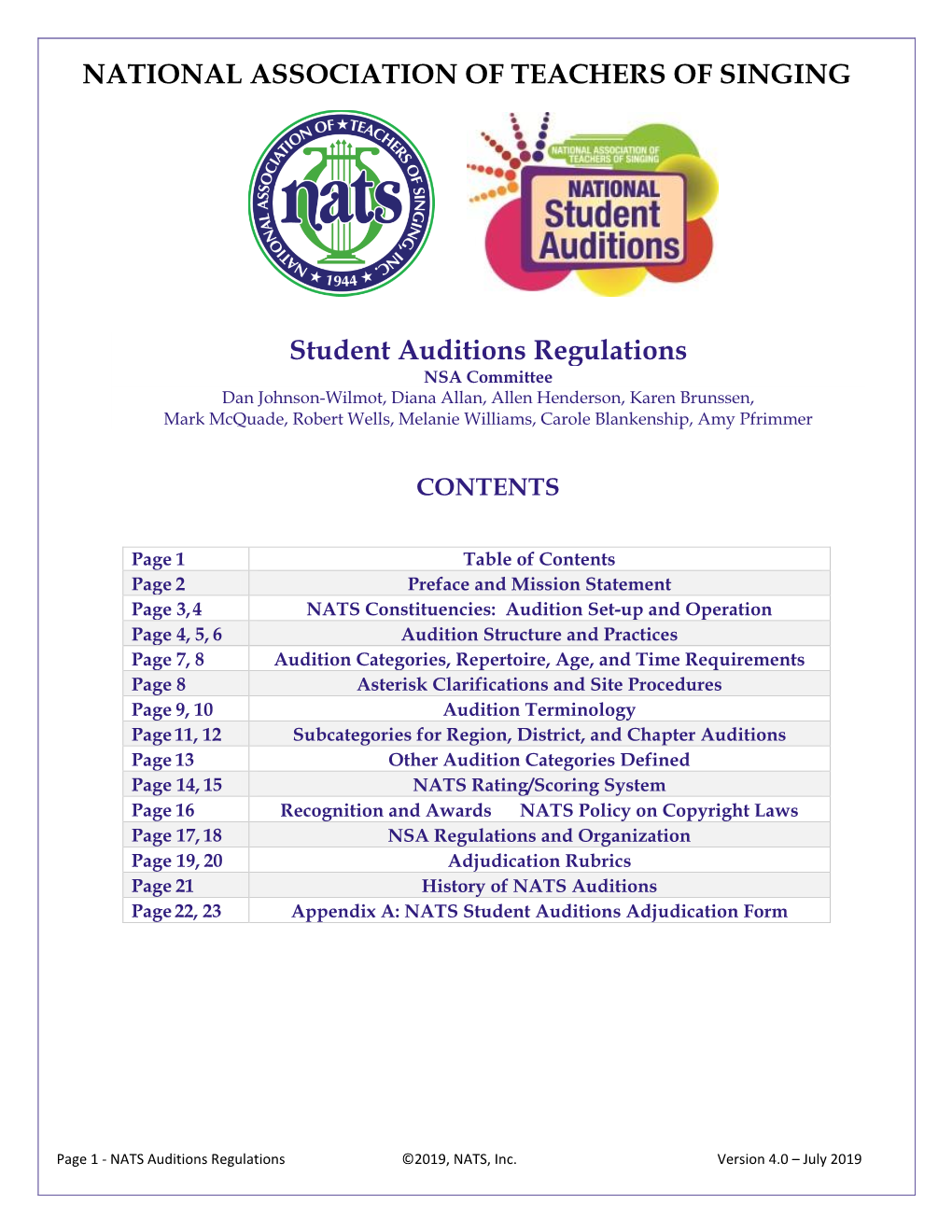 Student Auditions Regulations