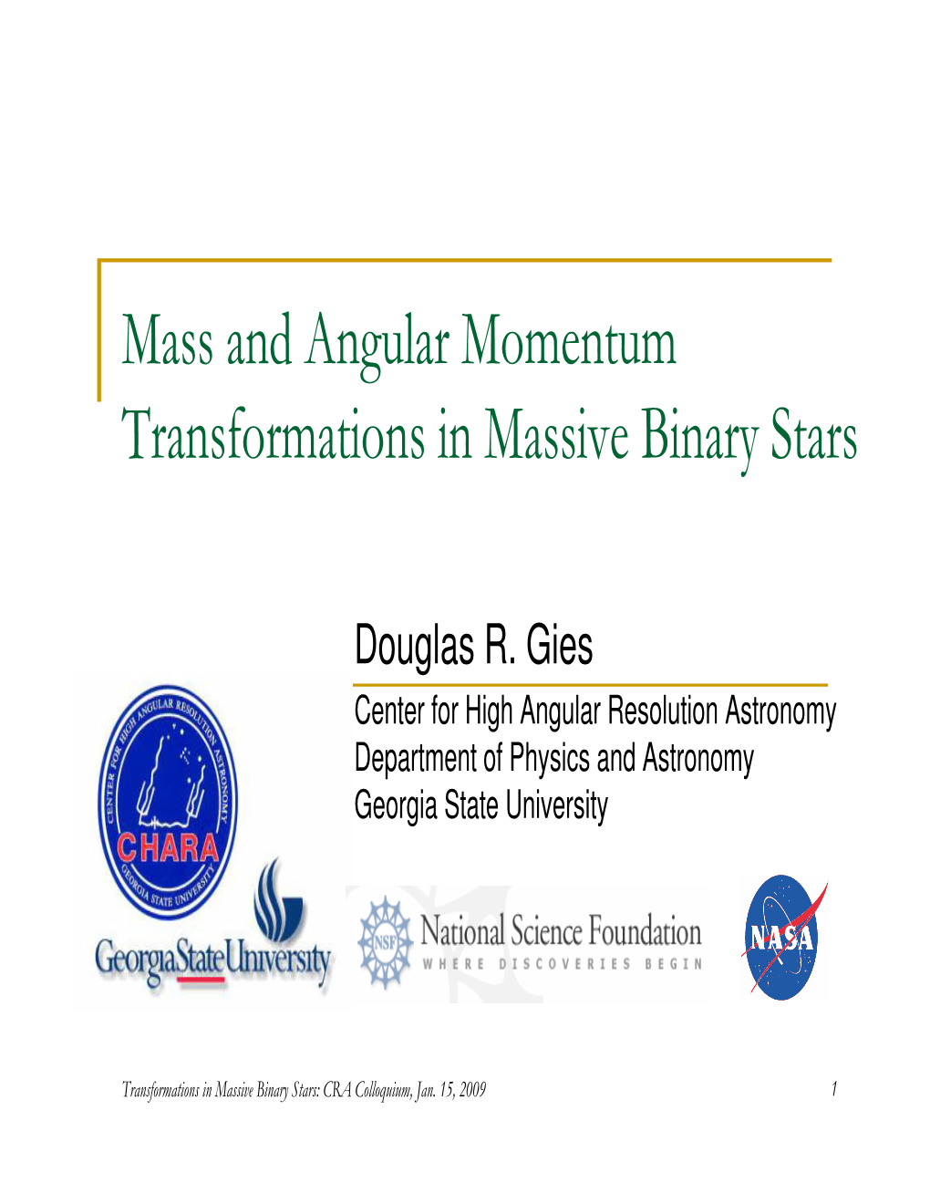 A PDF Presentation on "Mass and Angular Momentum