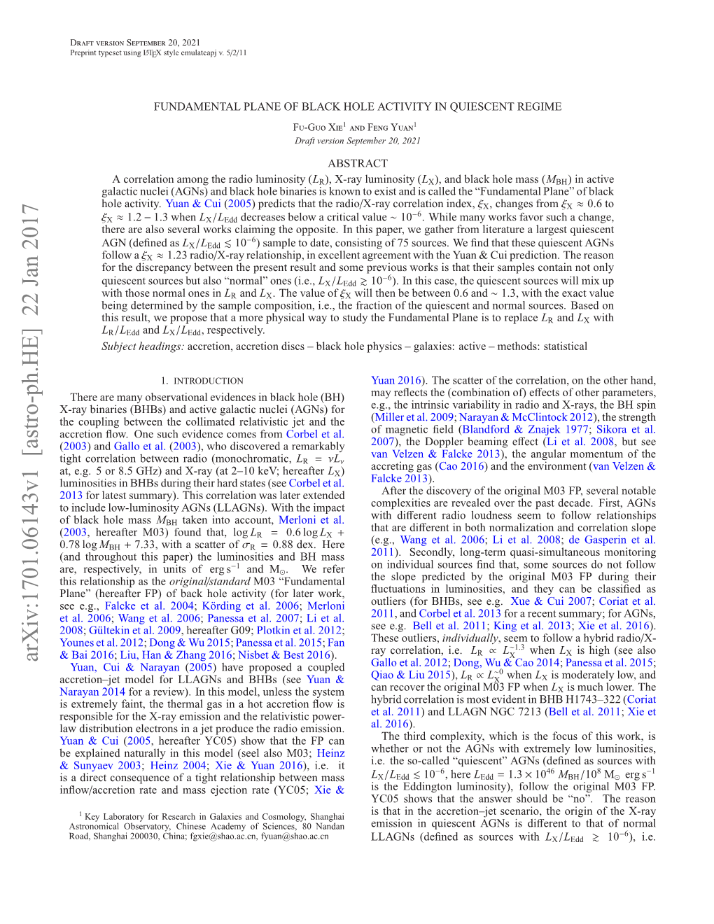 Fundamental Plane of Black Hole Activity in Quiescent Regime