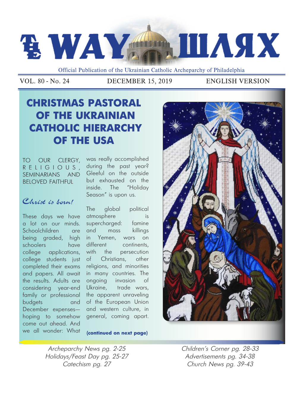 Christmas Pastoral of the Ukrainian Catholic Hierarchy of the Usa