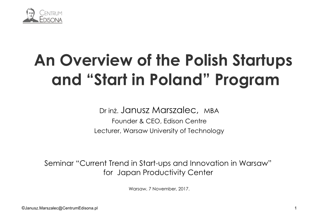 An Overview of the Polish Startups and “Start in Poland” Program