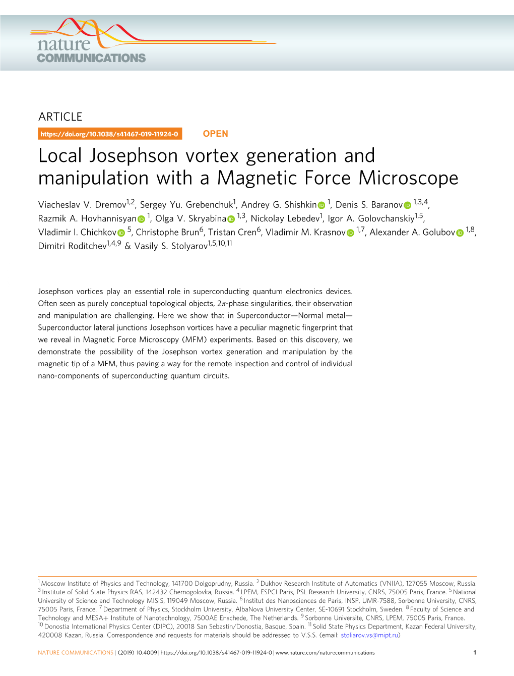Local Josephson Vortex Generation and Manipulation with a Magnetic Force Microscope