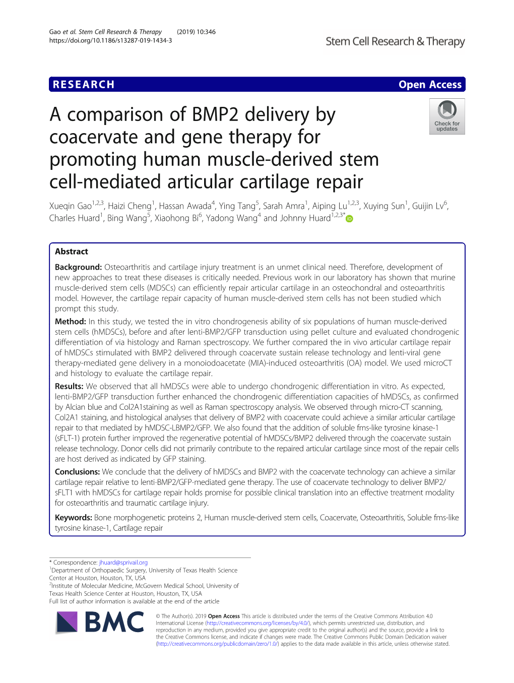 A Comparison of BMP2 Delivery by Coacervate and Gene Therapy For