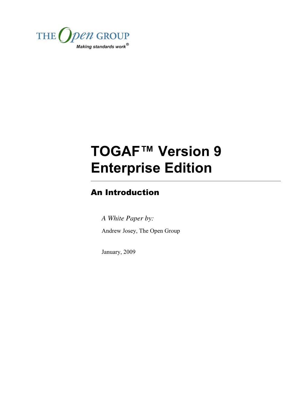 TOGAF™ Version 9 Enterprise Edition