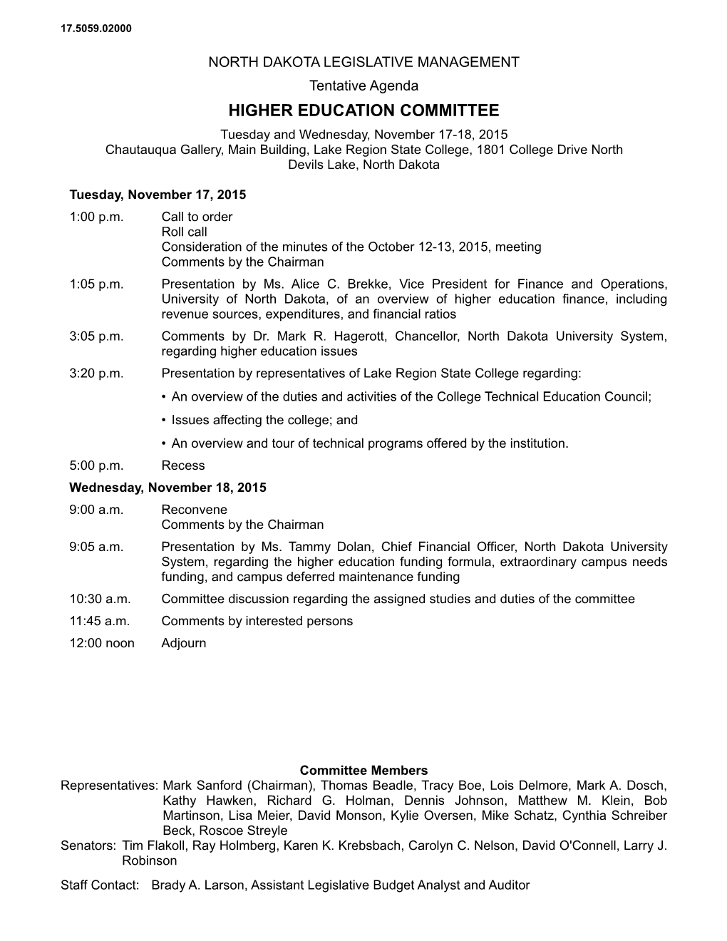 Interim Meeting Agenda