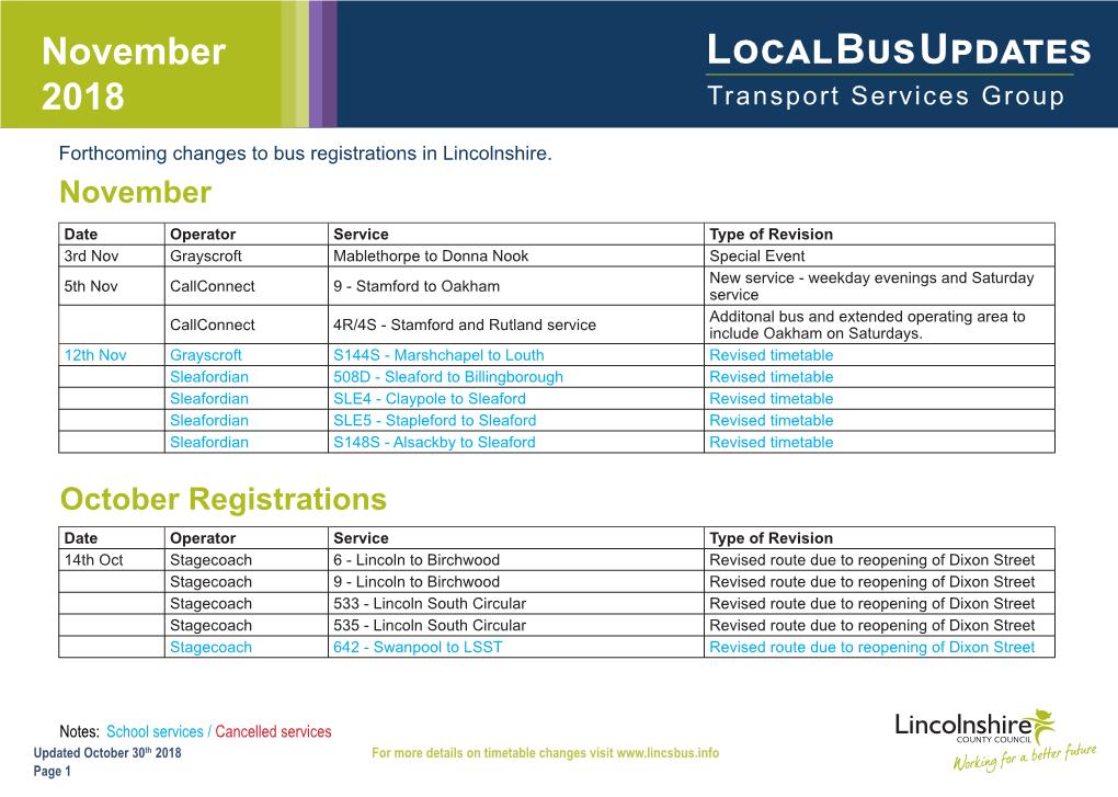 Local Bus Updates 2018 Transport Services Group