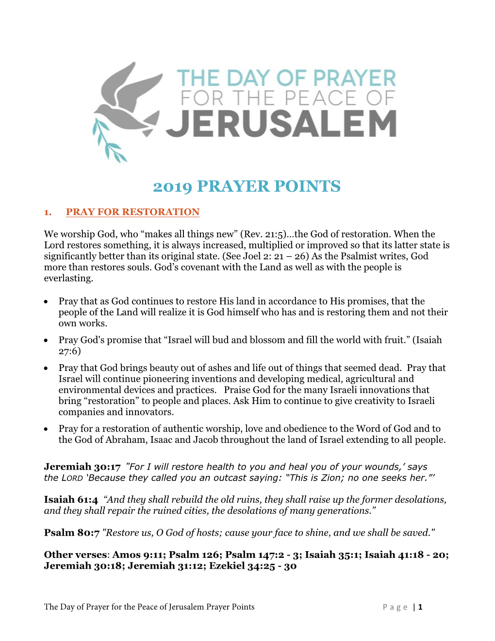 2019 Prayer Points