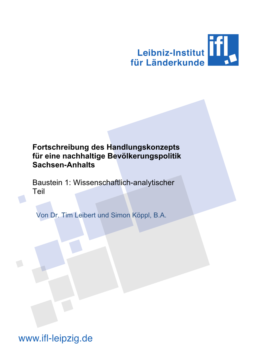 Fortschreibung Des Handlungskonzepts Für Eine Nachhaltige Bevölkerungspolitik Sachsen-Anhalts