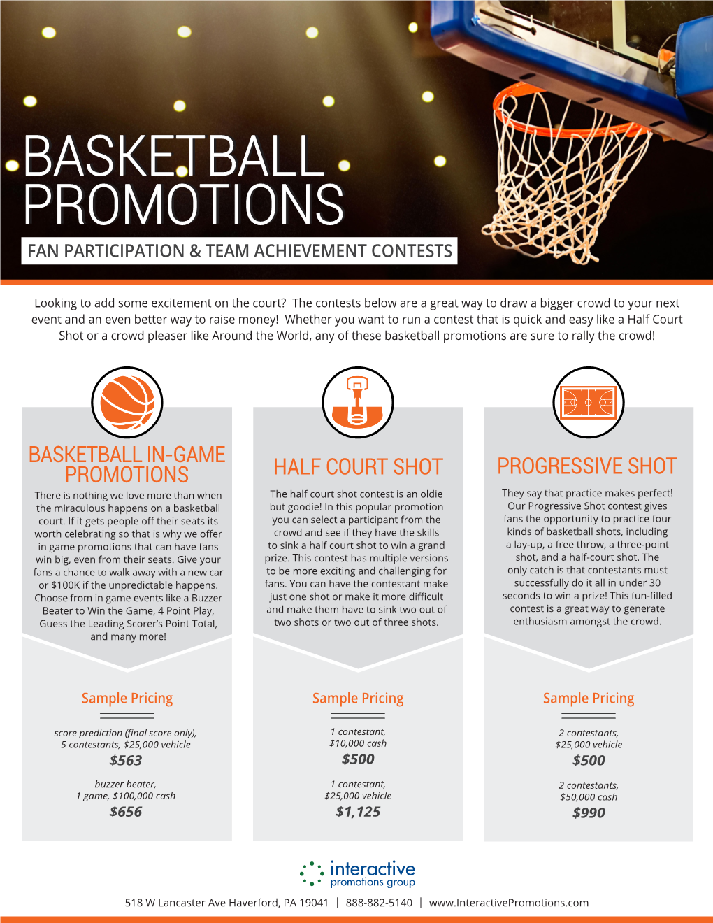 Basketball Promotions Fan Participation & Team Achievement Contests