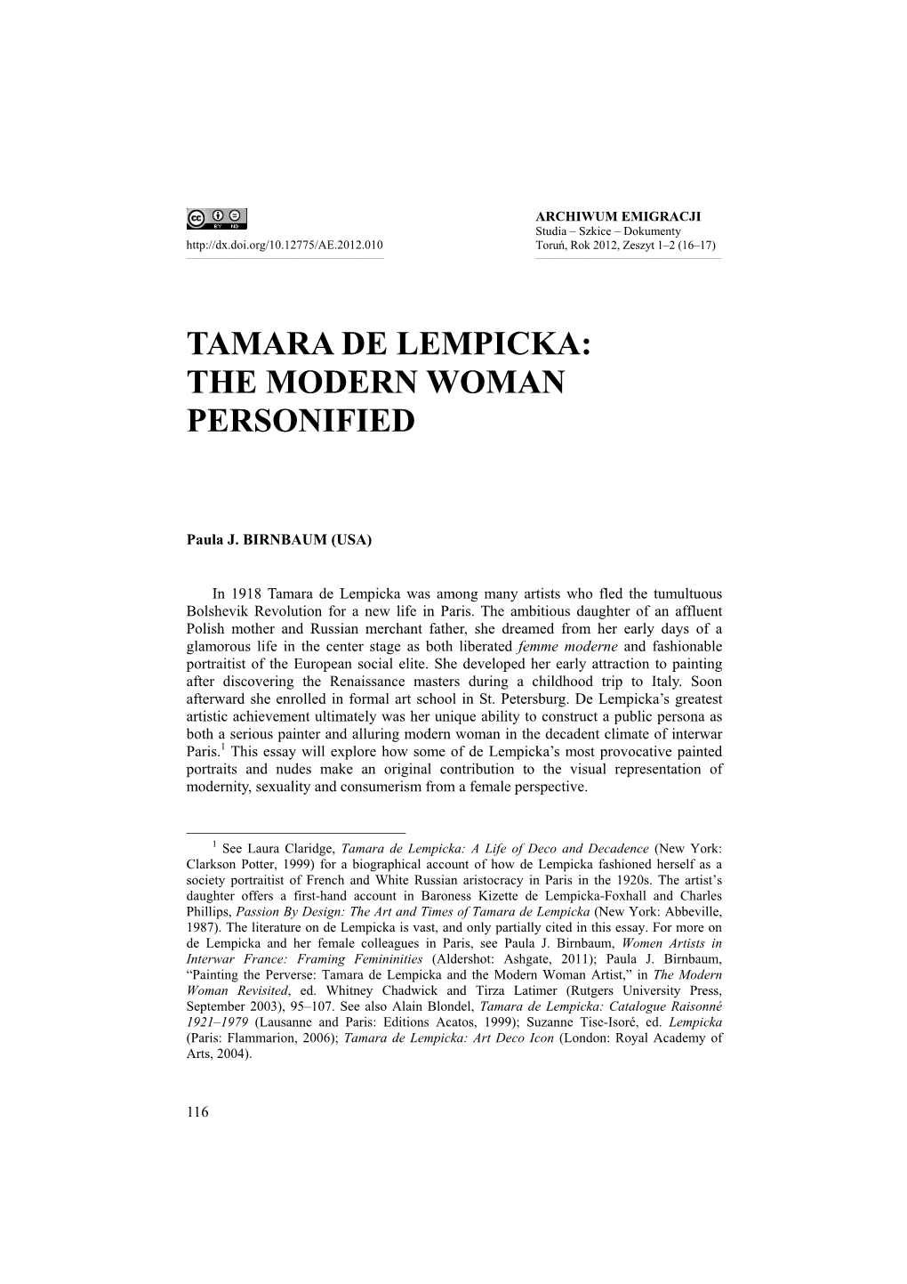 Tamara De Lempicka: the Modern Woman Personified