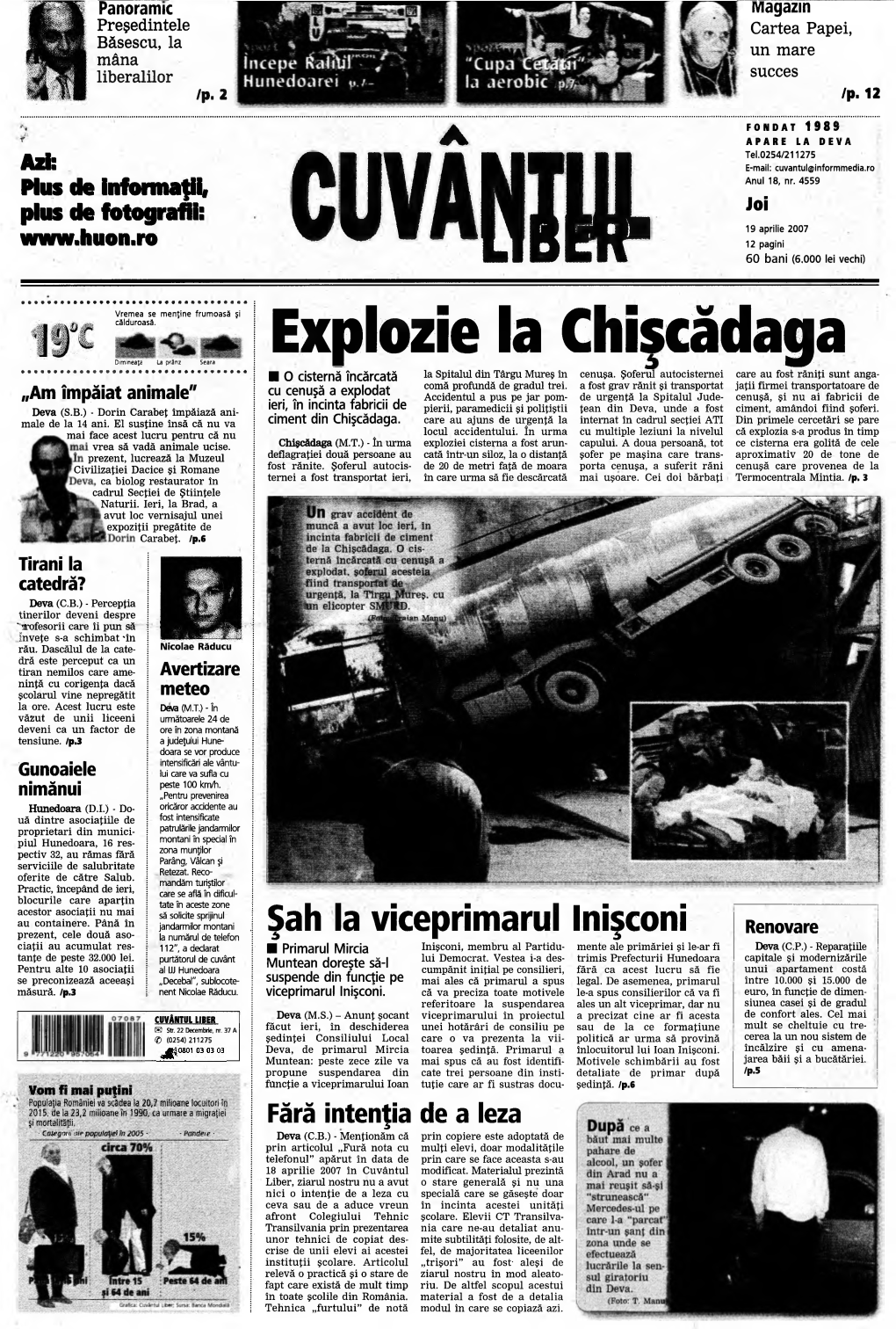 Explozie La Chiscădaga ■ O Cisternă Încărcată La Spitalul Din Târgu Mureș În Cenușa