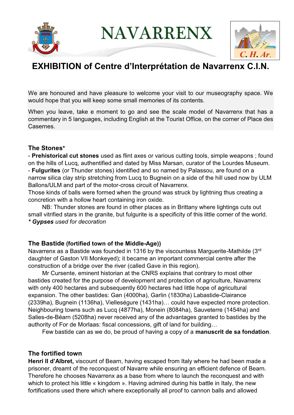 EXHIBITION of Centre D'interprétation De Navarrenx C.I.N