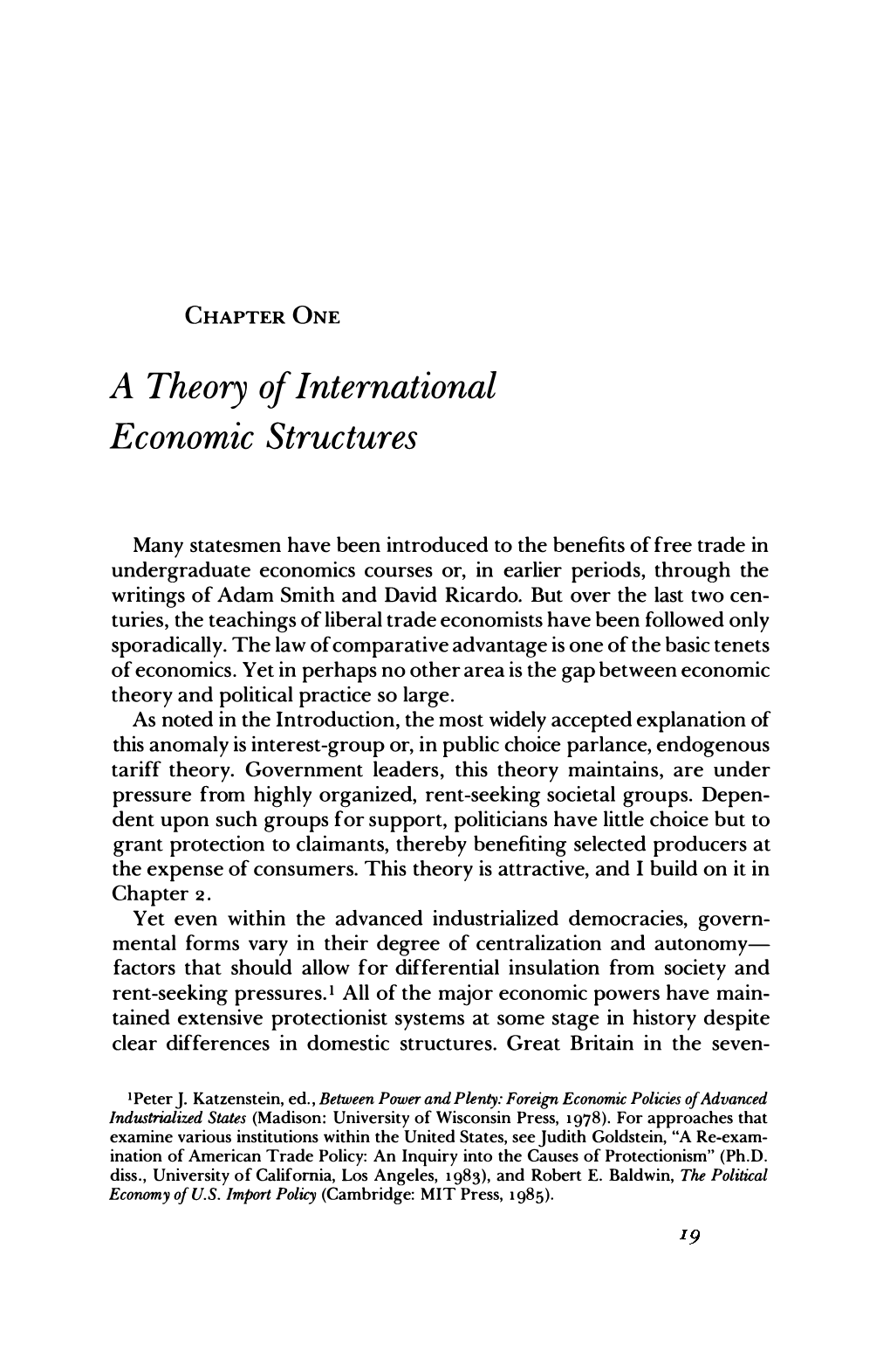 A Theory of International Economic Structures