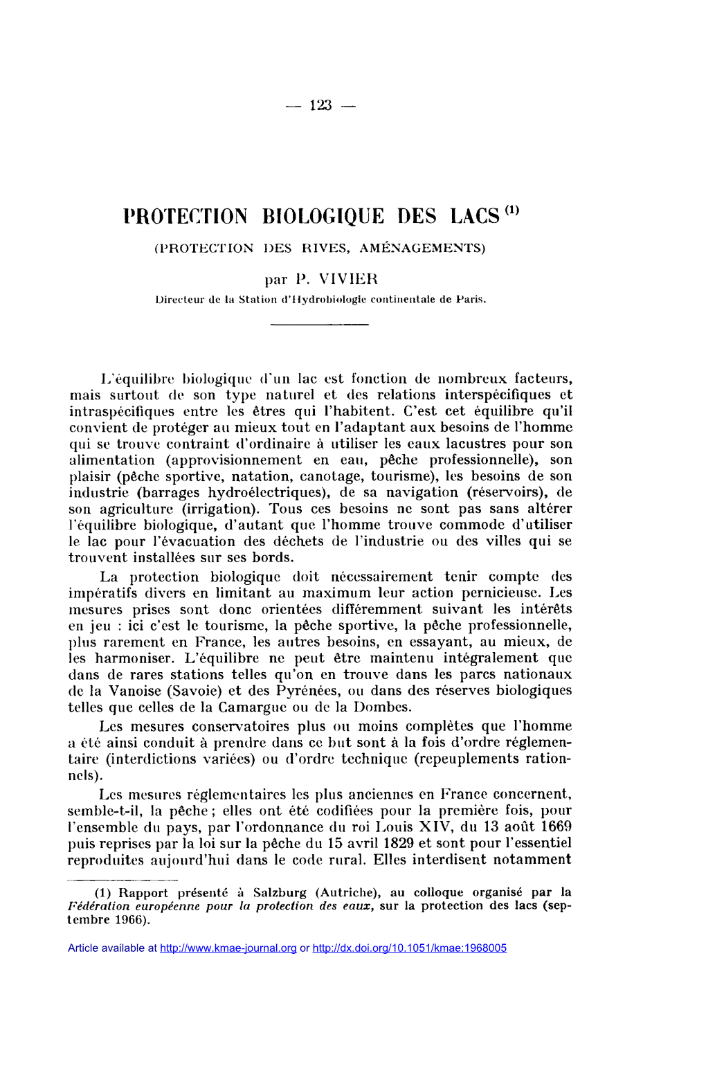 Protection Biologique Des Lacs