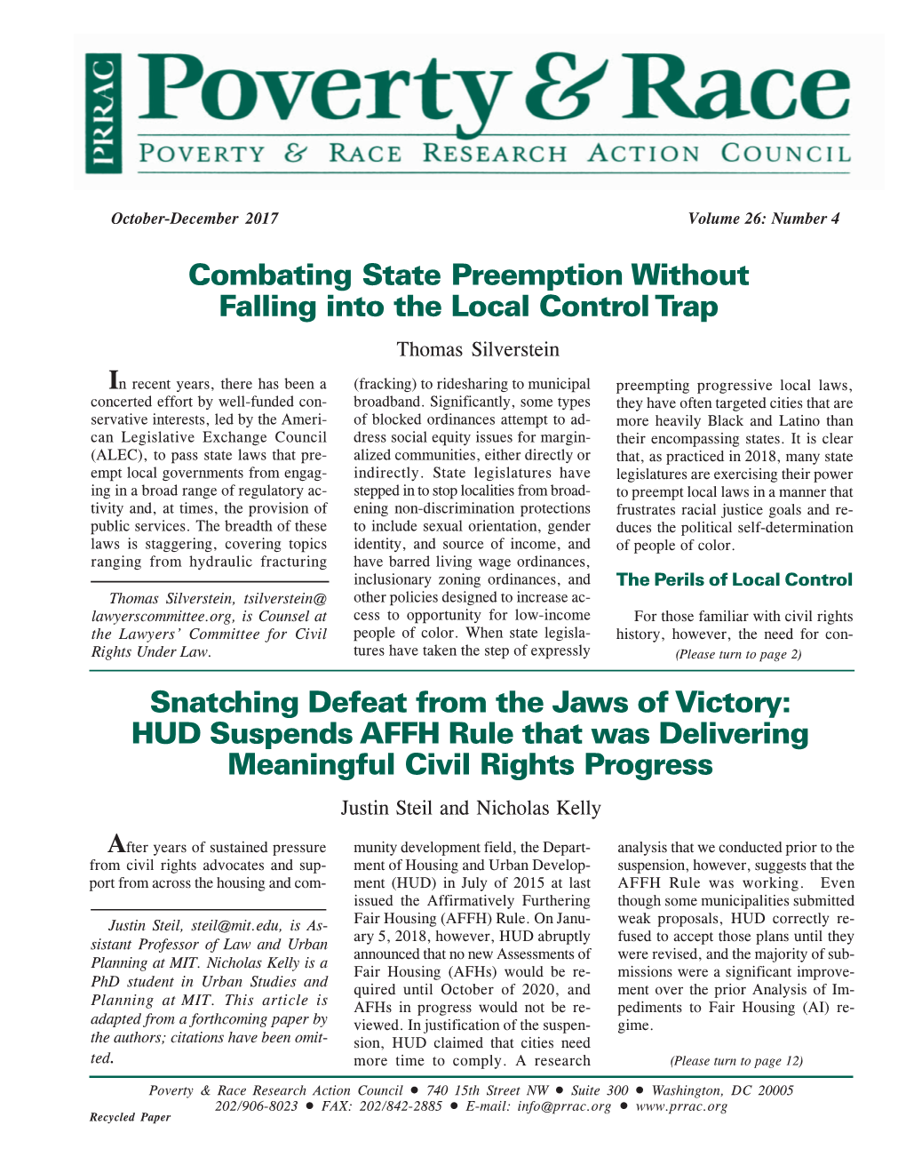 Combating State Preemption Without Falling Into the Local Control Trap Thomas Silverstein