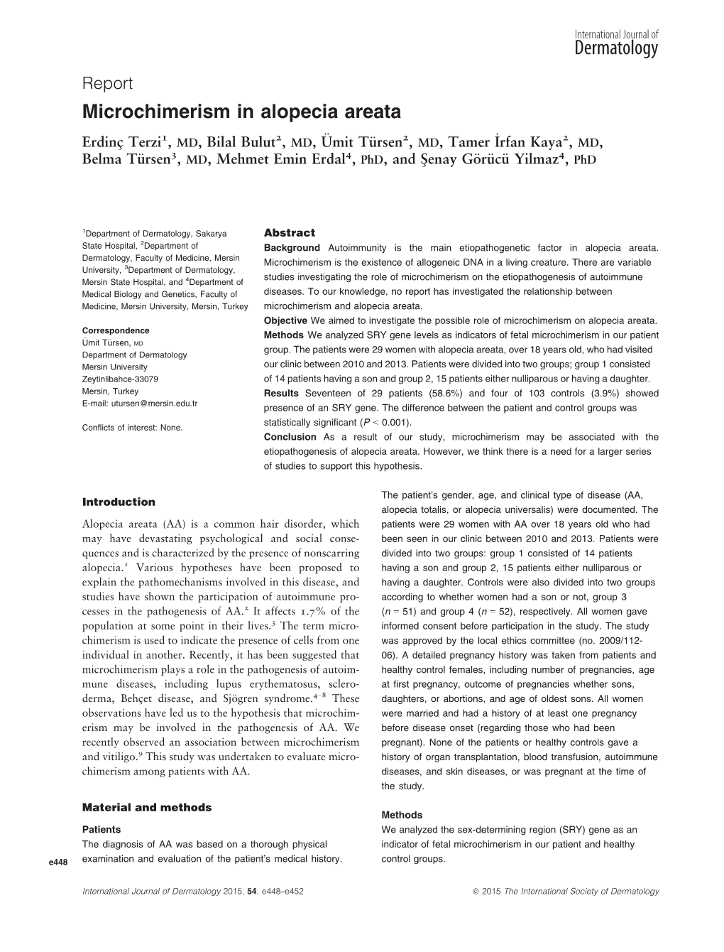 Microchimerism in Alopecia Areata