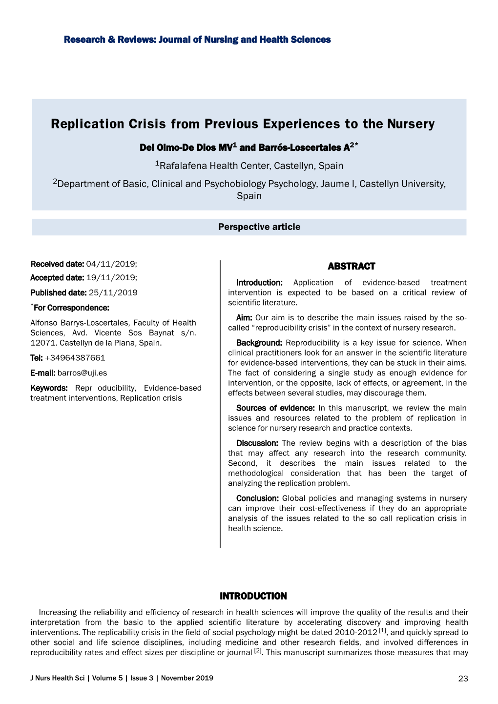 From Replication Crisis Previous Experiences to the Nurser Y