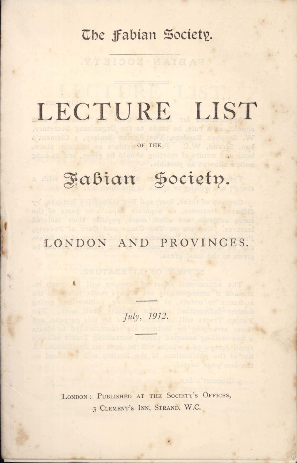 Lecture List