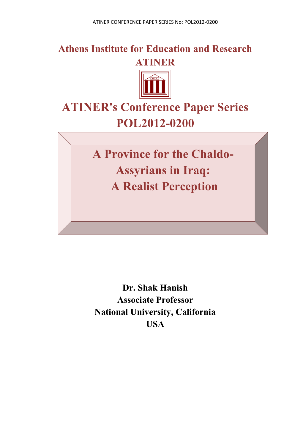 Assyrians in Iraq: a Realist Perception