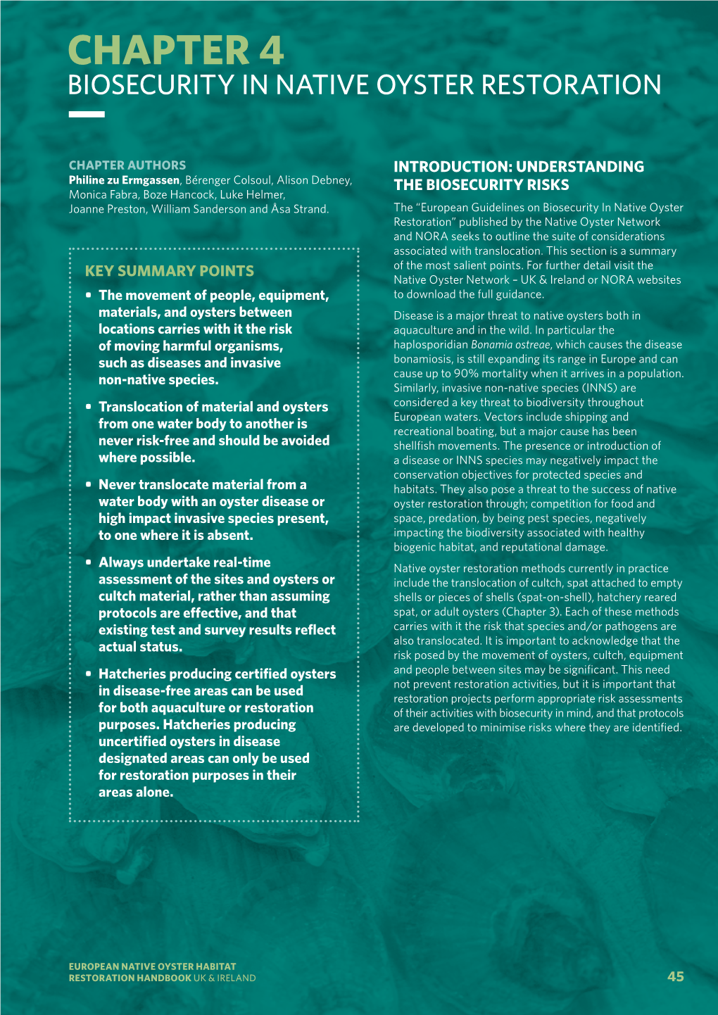 Chapter 4 Biosecurity in Native Oyster Restoration