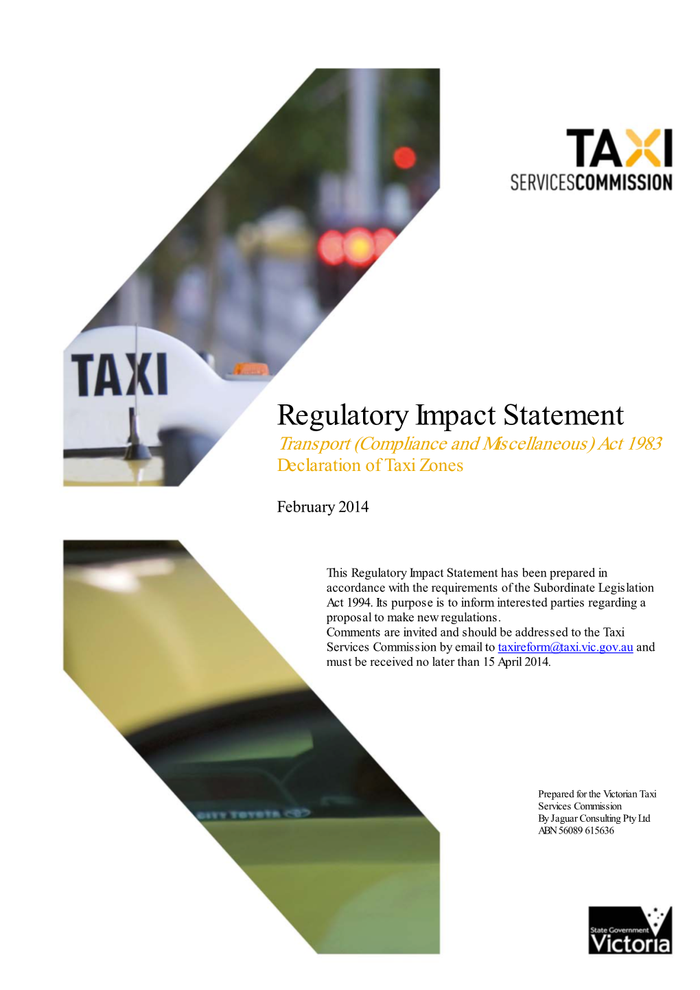 Declaration of Taxi Zones – Regulatory Impact Statement