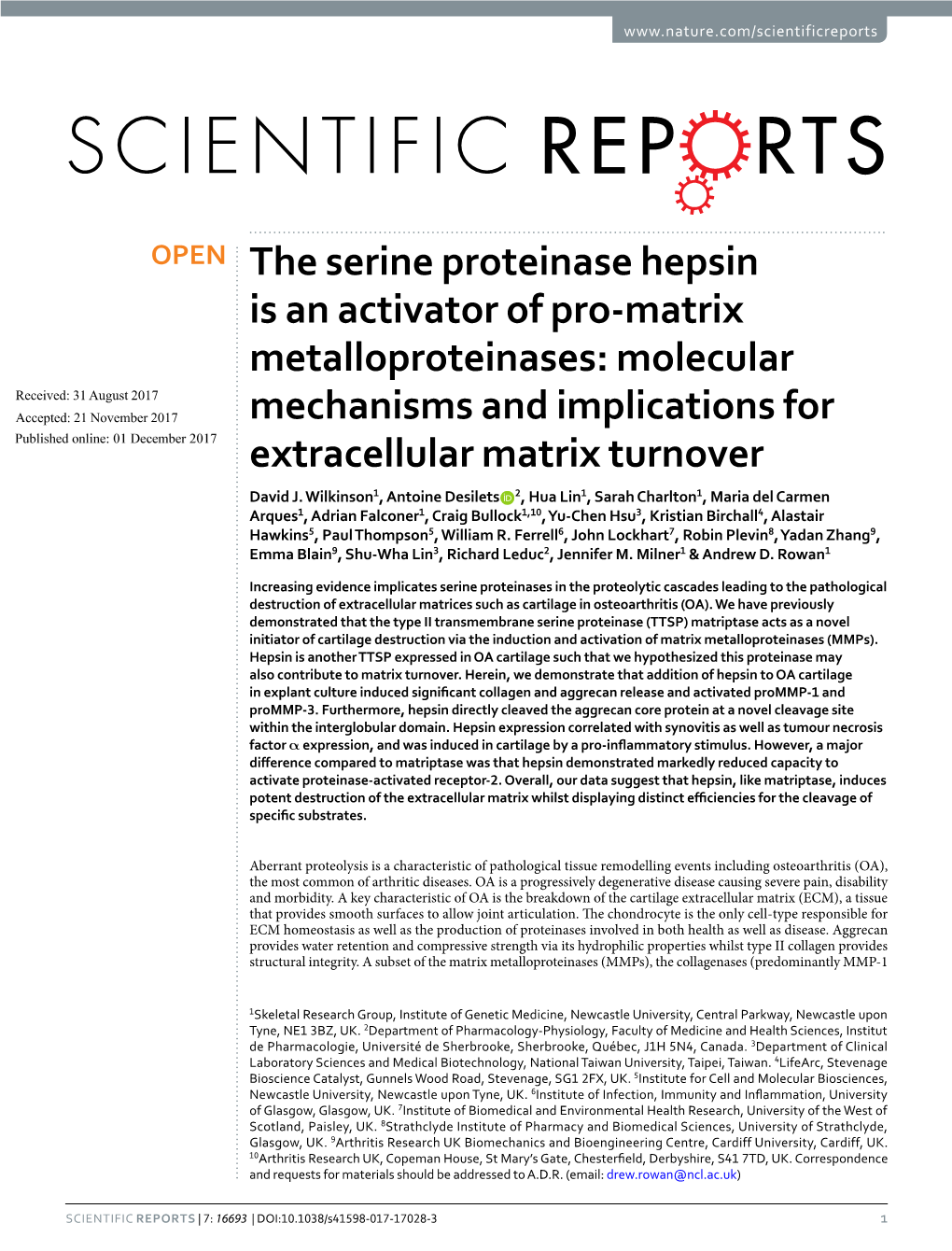 The Serine Proteinase Hepsin Is an Activator of Pro-Matrix