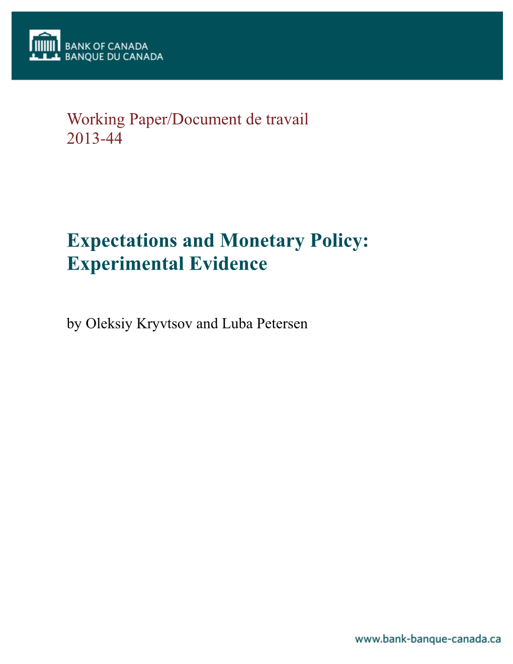 Expectations and Monetary Policy: Experimental Evidence