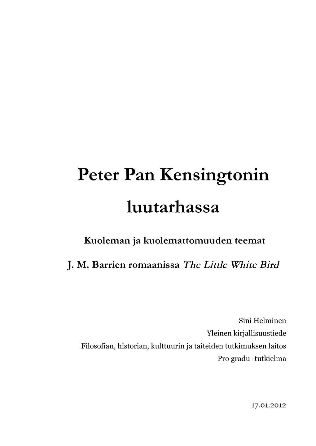 Peter Pan Kensingtonin Luutarhassa