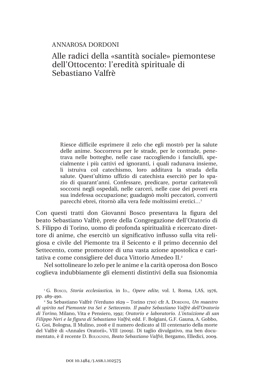 L'eredità Spirituale Di Sebastiano Valfrè