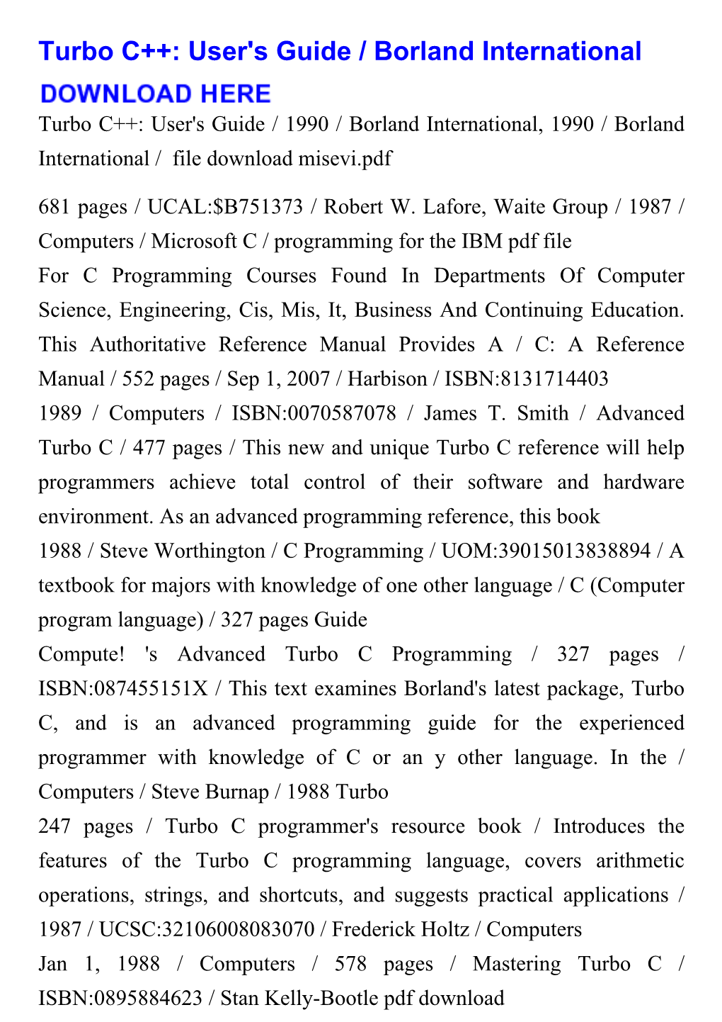 Turbo C++: User's Guide / Borland International