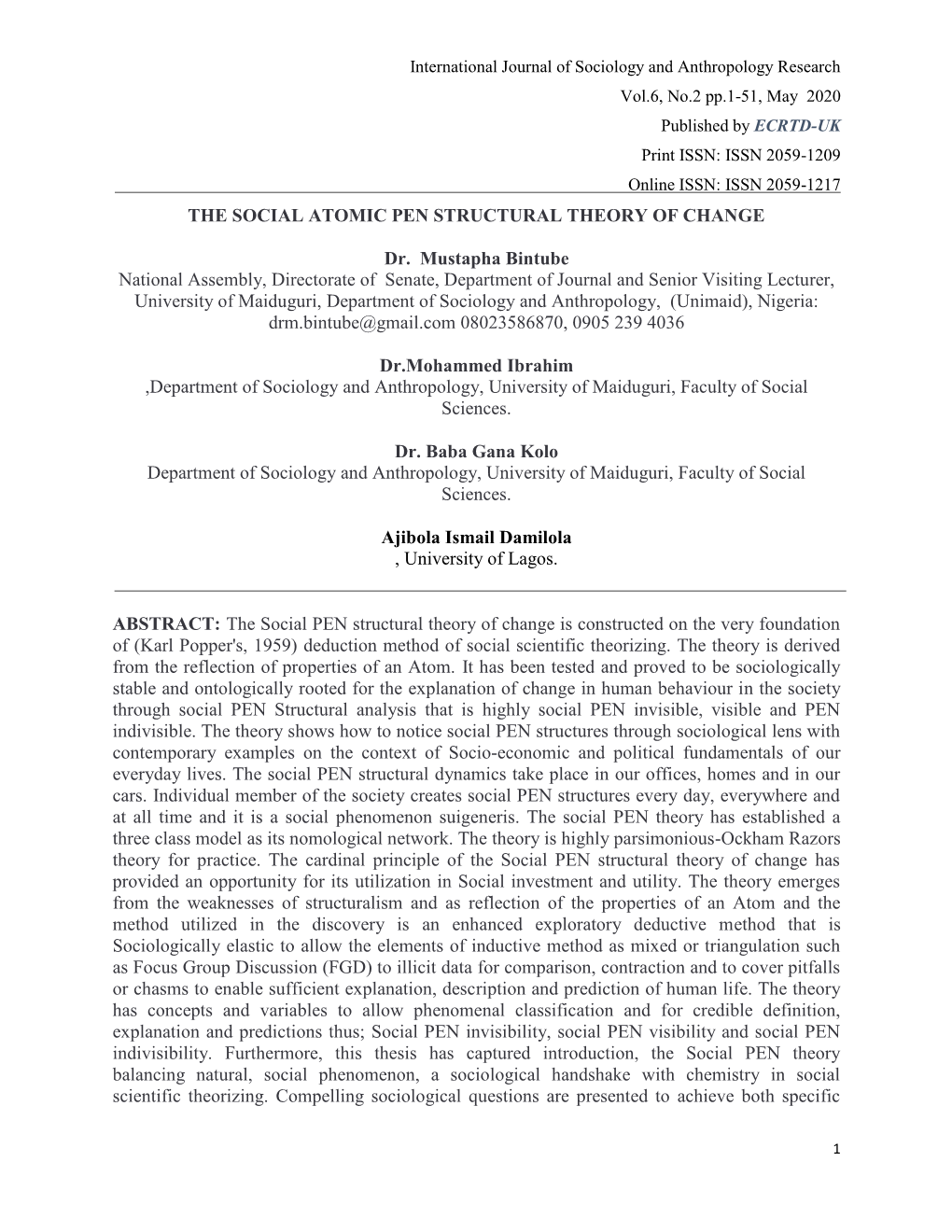 The Social Atomic Pen Structural Theory of Change