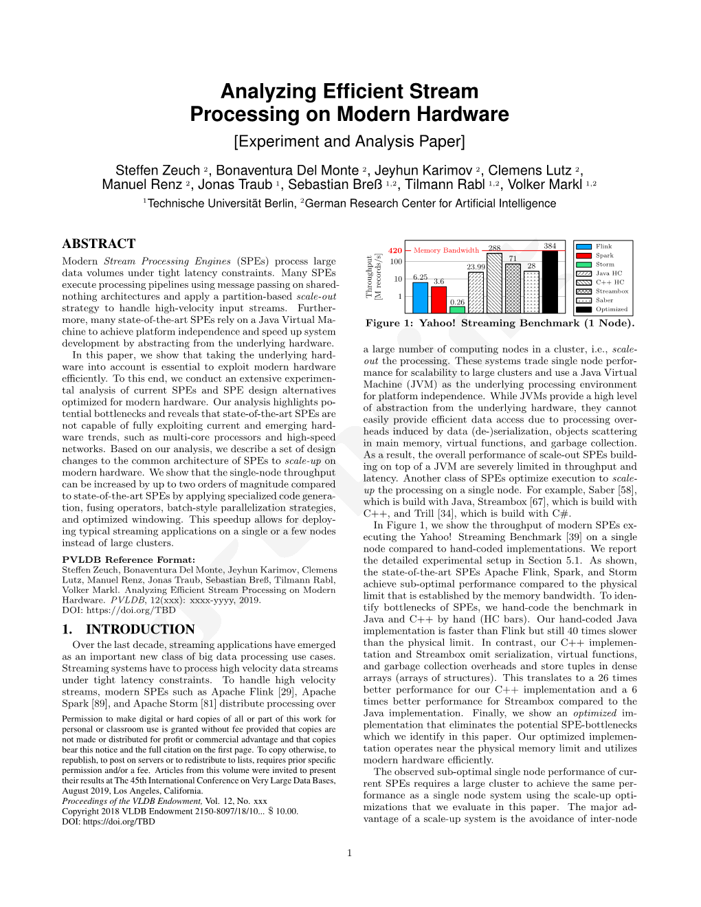 Analyzing Efficient Stream Processing on Modern Hardware