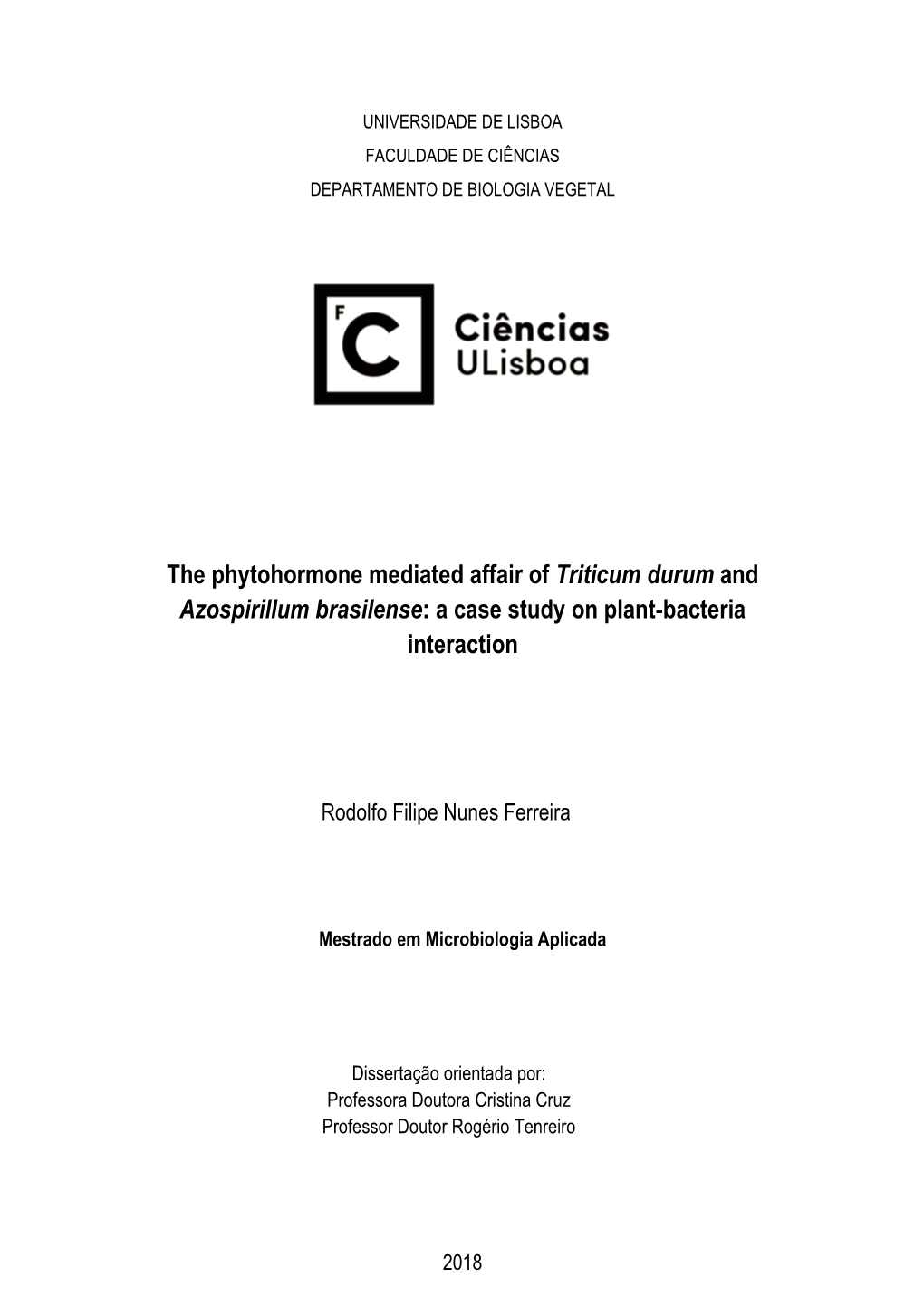 The Phytohormone Mediated Affair of Triticum Durum and Azospirillum Brasilense: a Case Study on Plant-Bacteria Interaction