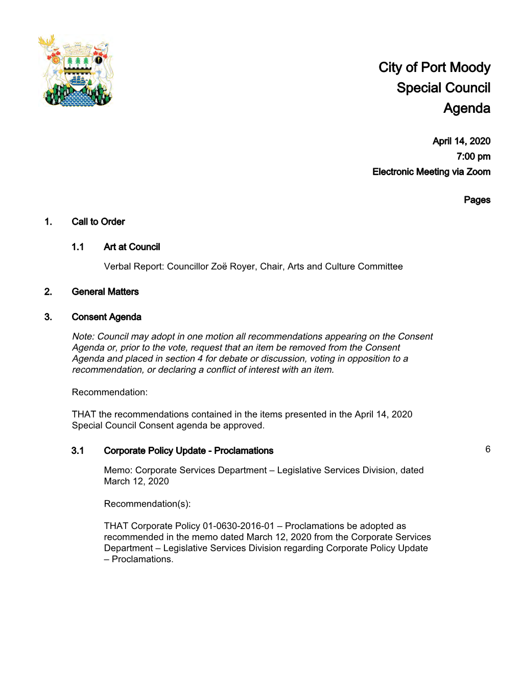 Special Council Agenda Package