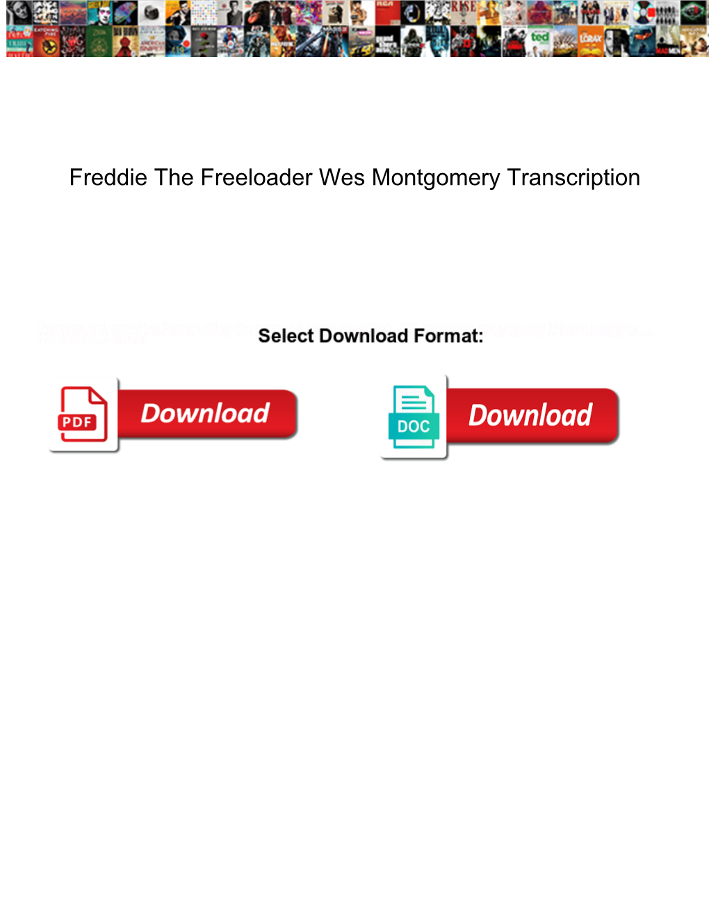 Freddie the Freeloader Wes Montgomery Transcription