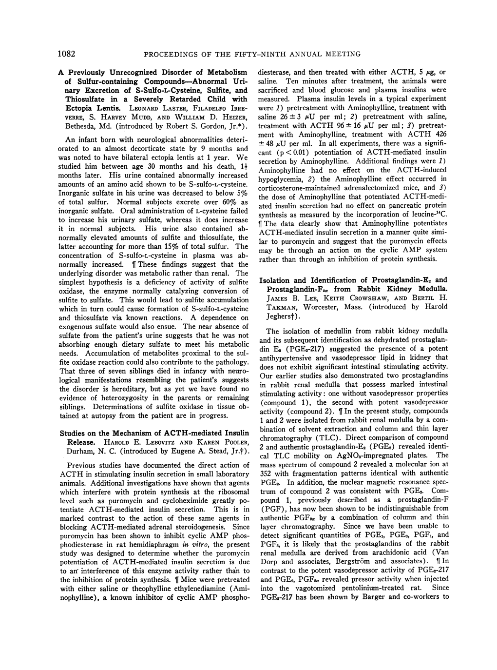 Prostaglandin-F~, from Rabbit Kidney Medulla. Sulfite to Sulfate