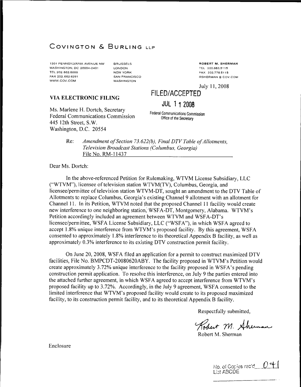 FILED/ACCEPTED VIA ELECTRONIC FILING JUL 11 2008 Ms