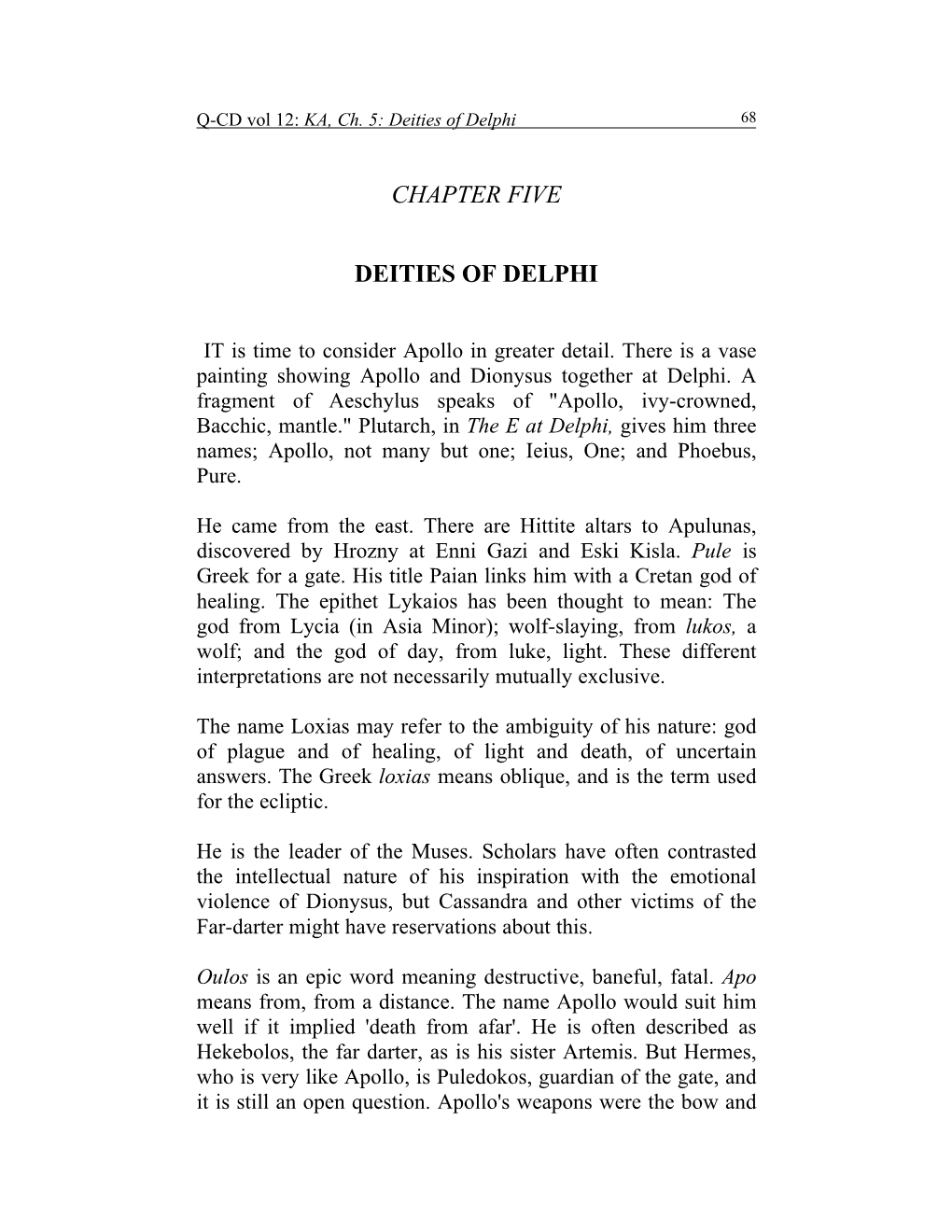 Chapter Five Deities of Delphi