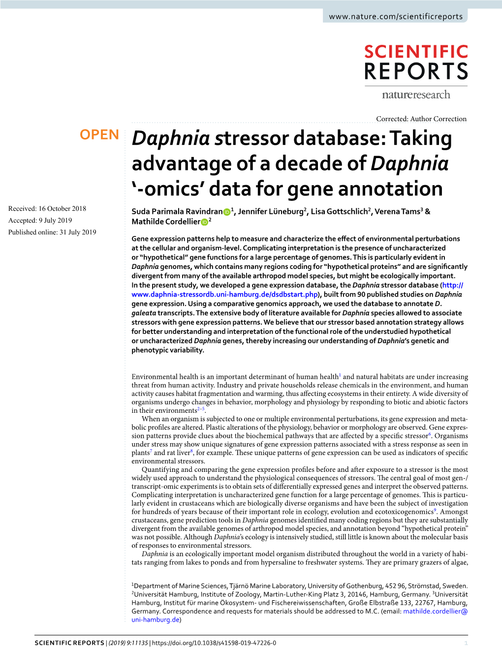 Daphnia Stressor Database
