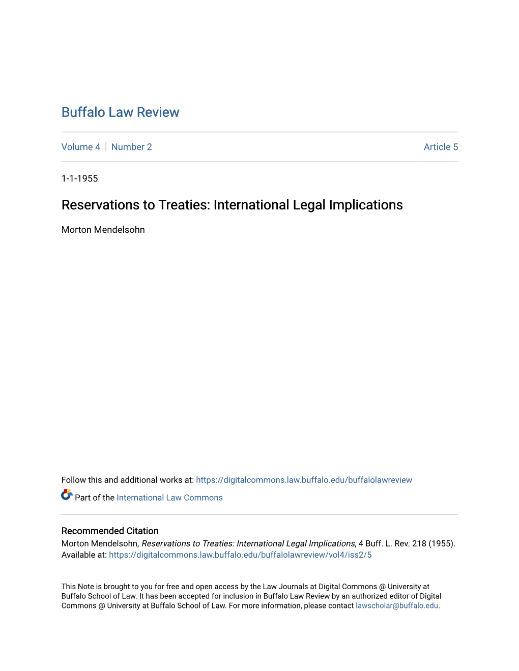 Reservations to Treaties: International Legal Implications