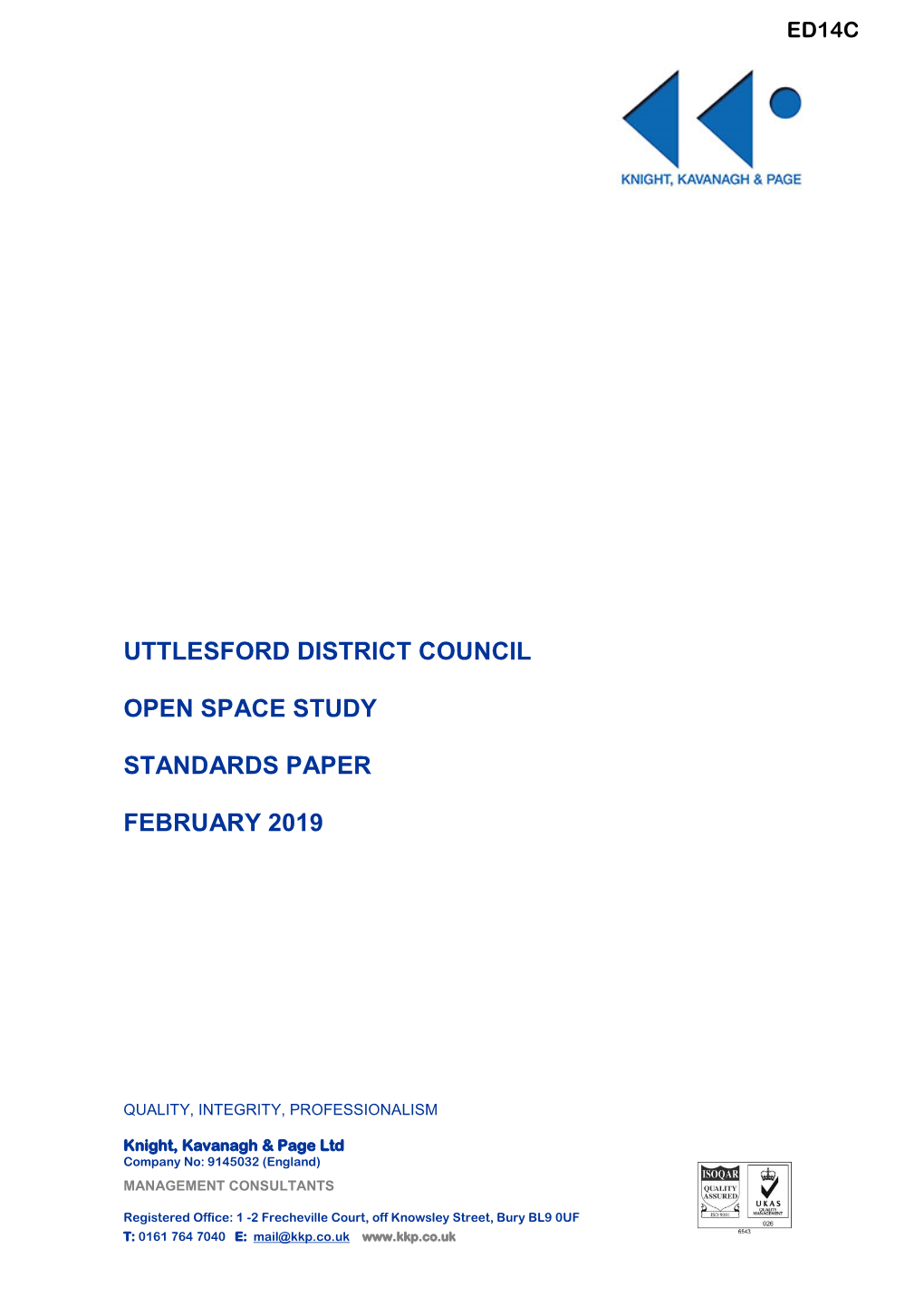 Uttlesford District Council Open Space Study Standards Paper February 2019