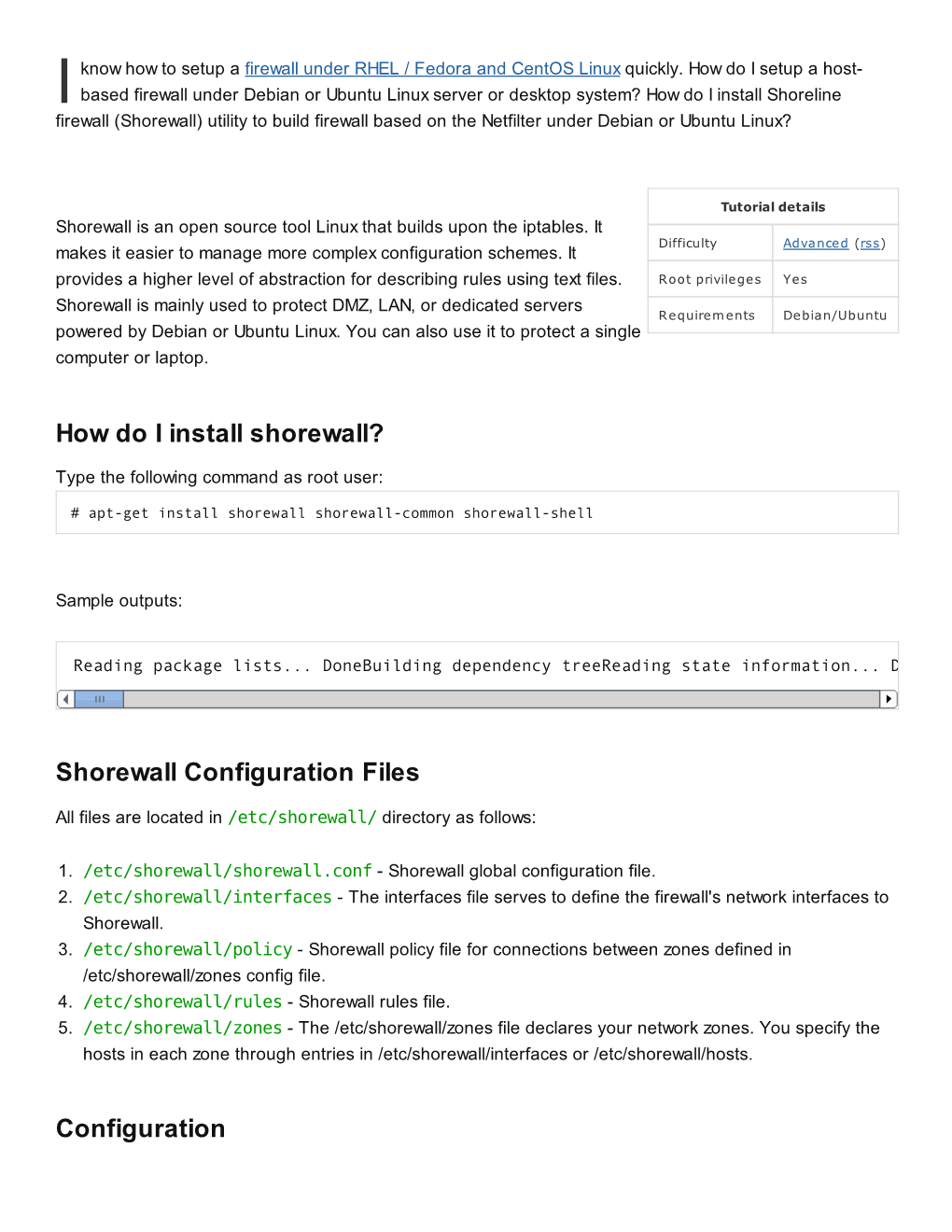 How Do I Install Shorewall? Shorewall Configuration Files Configuration