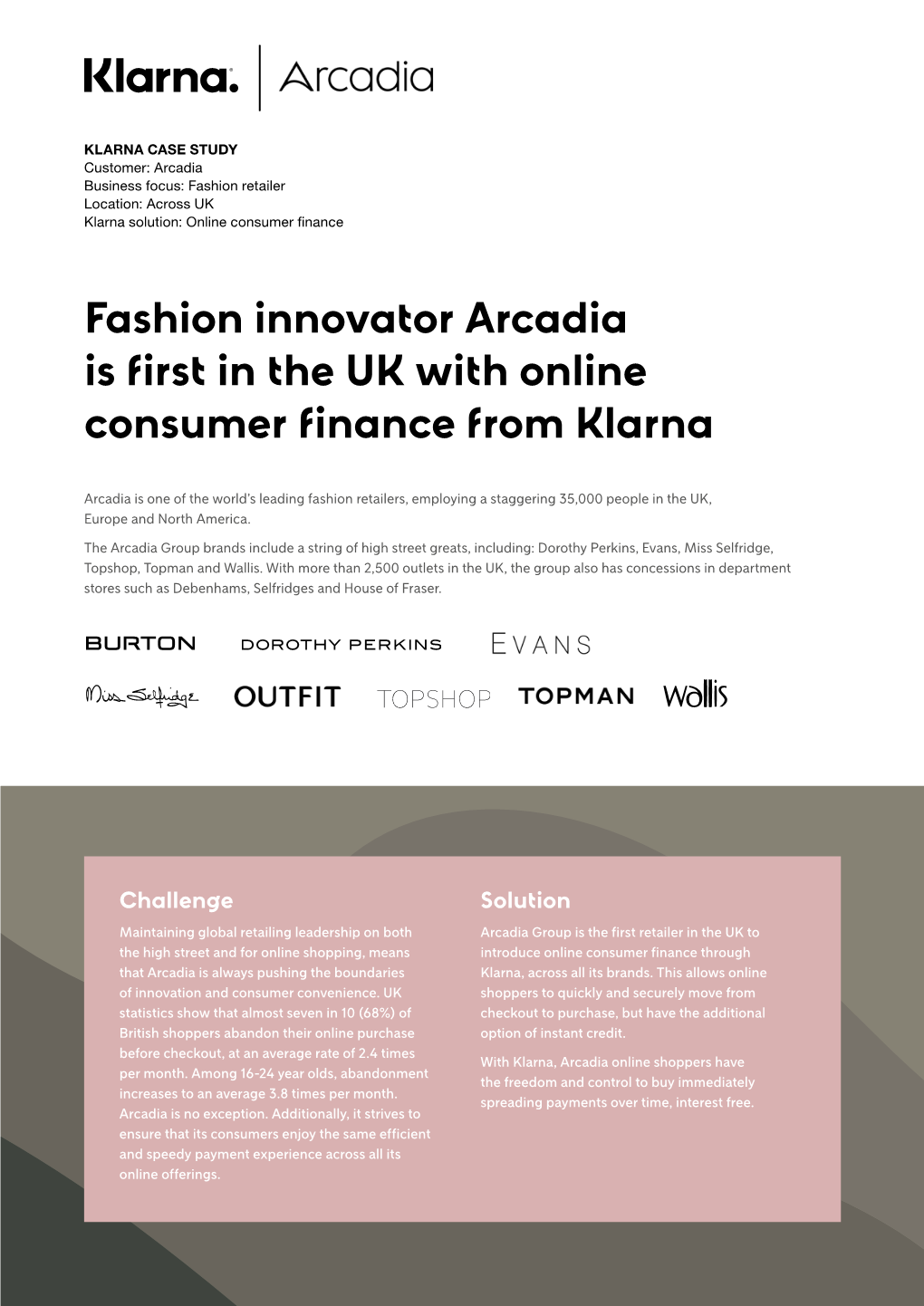 Fashion Innovator Arcadia Is First in the UK with Online Consumer Finance from Klarna