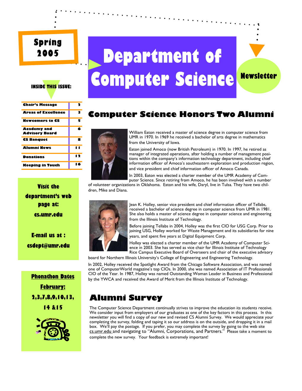 DEPARTMENT of COMPUTER SCIENCE NEWSLETTER Page 3