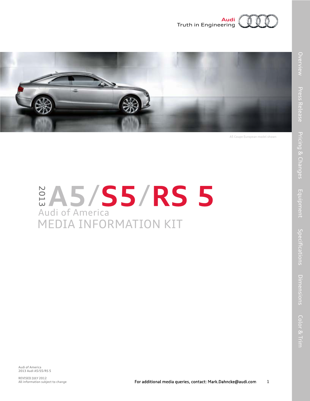 2013 Audi A5/S5/RS 5 Media Information