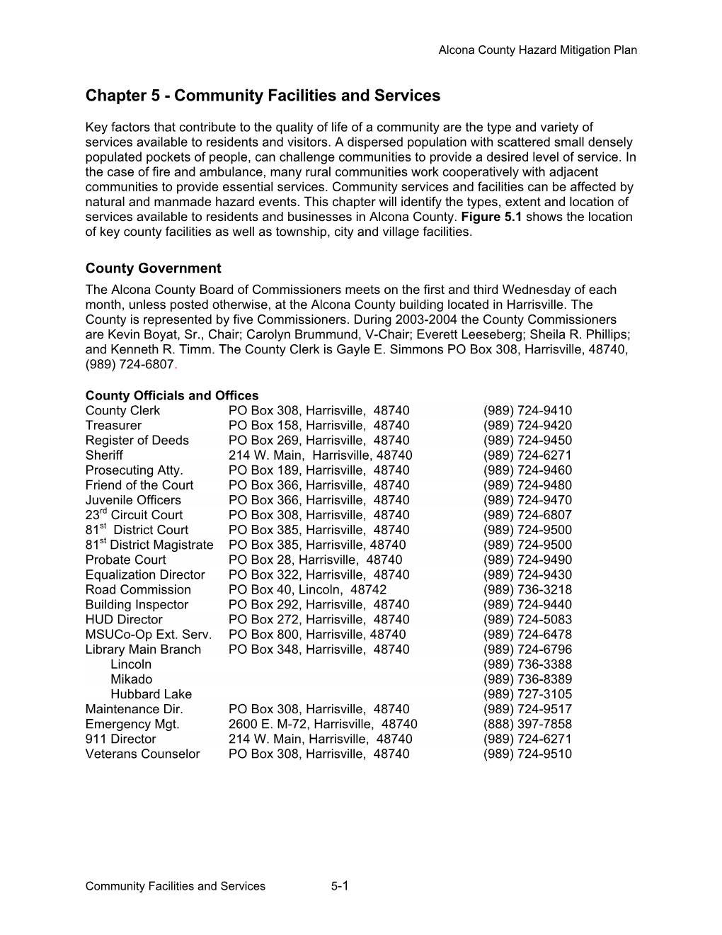 Chapter 5 - Community Facilities and Services