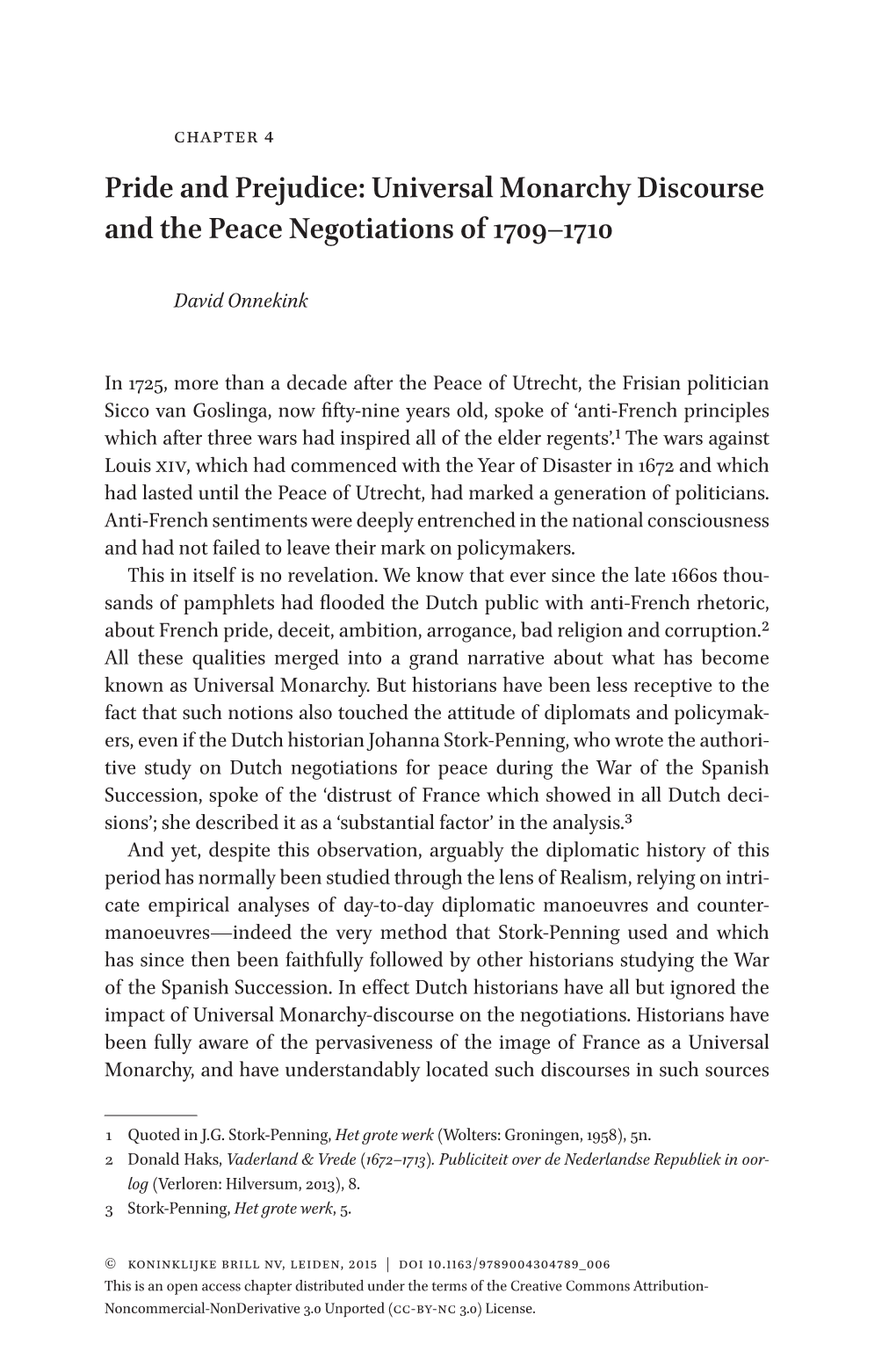 Pride and Prejudice: Universal Monarchy Discourse and the Peace Negotiations of 1709–1710