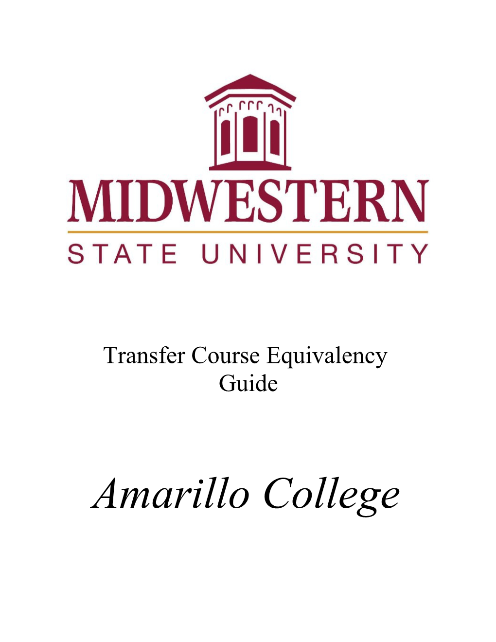 Use This Checklist to Mark the Courses Taken at Amarillo College